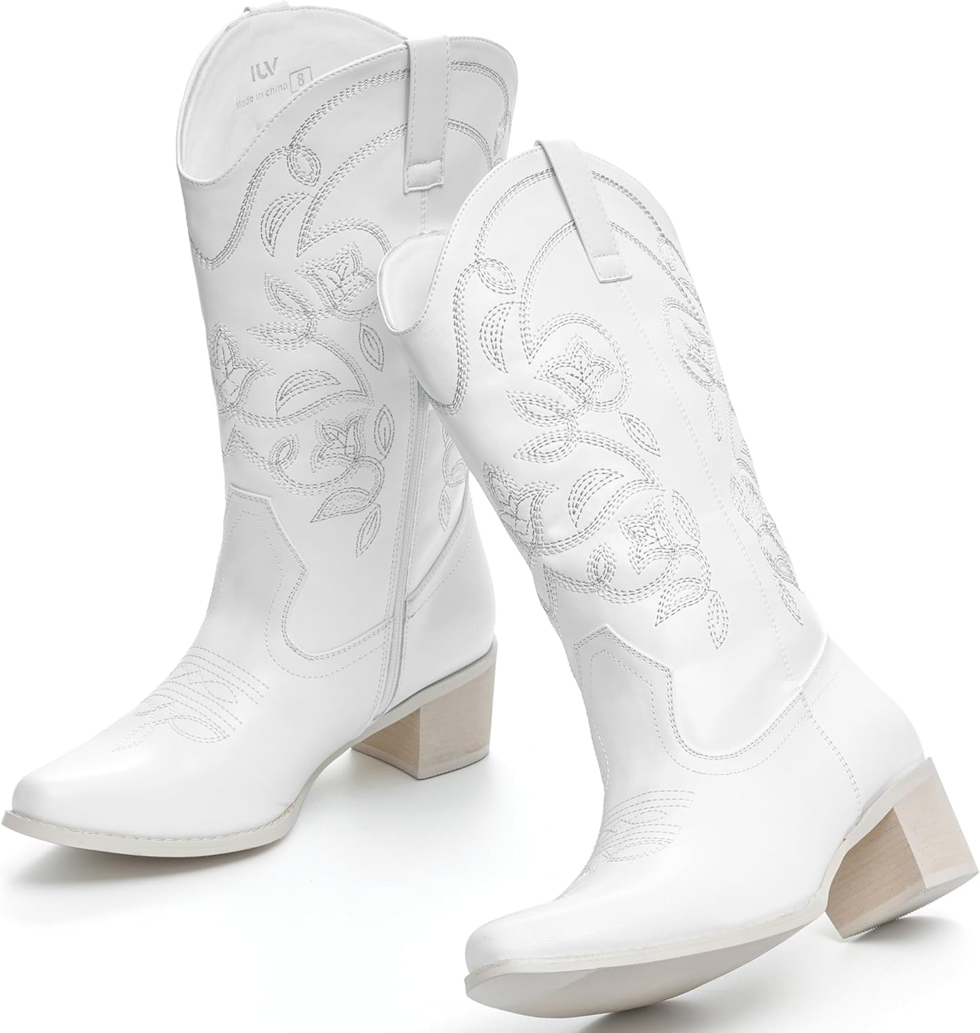 IXU Cowboy Boots For Women Wide Calf Pointy Toe Cowgirl Mid Calf... - Picture 30 of 55