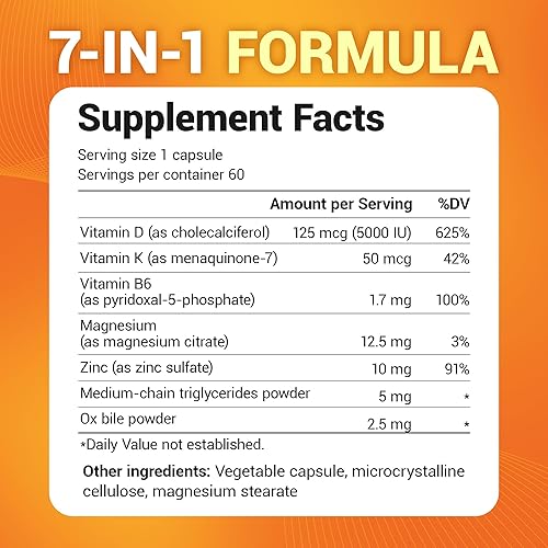 Miniatura 4 de Dr Bergs D3 K2 Vitamina 5000 UI con aceite MCT - Ingredientes limpios 50 mcg MK7 vitamina K2 sales biliares purificadas zinc y magnesio para una