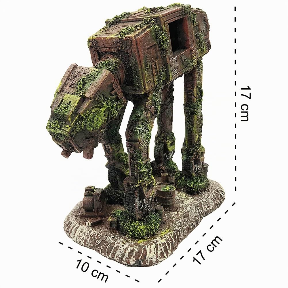 SLOCME Décoration de transport blindée pour aquarium Big At-At Imperial Walker All Terrain – Décoration robot en résine pour aquarium
