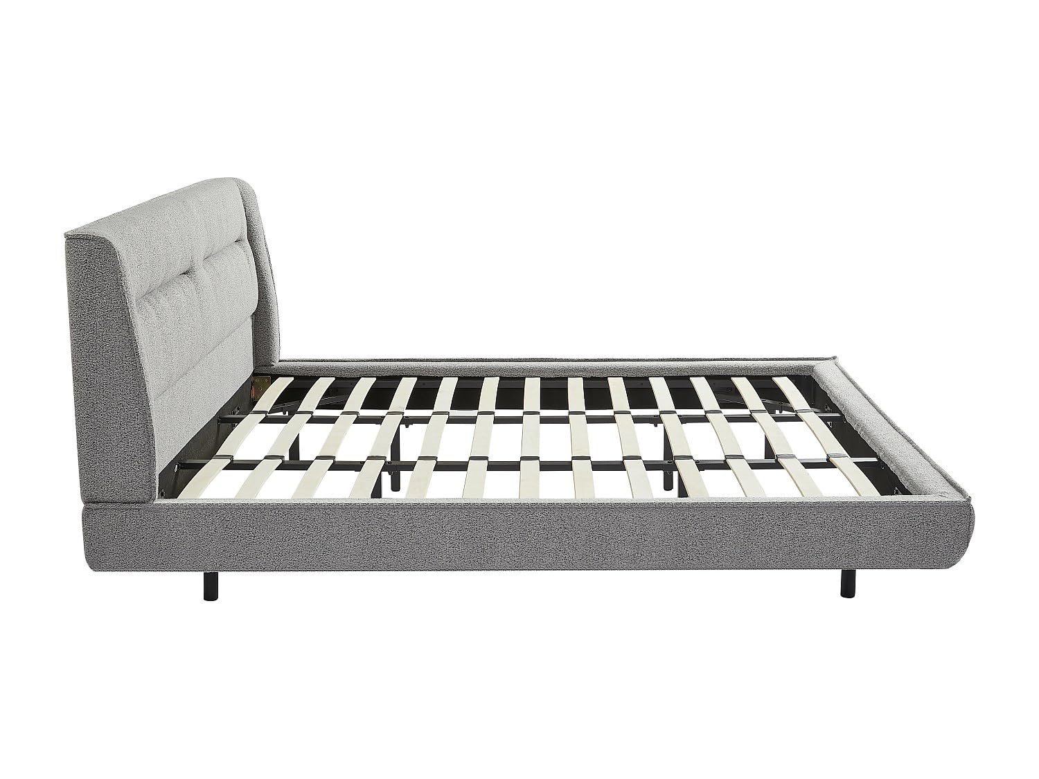 Vente-unique - Lit 180 x 200 cm - Tissu Bouclette - Gris - ISYDE