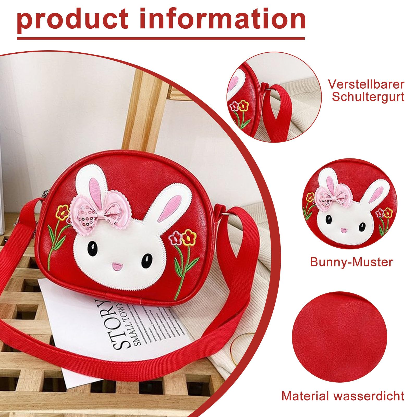 dogmoon Bolso de conejo para niña, bolso de mano para niña con 1 gafas y 14 pinzas para el pelo, monedero de conejo para niños, piel sintética, mini bolso de mano para niños