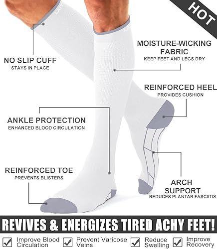 Miniatura 22 de Paquete de 3 pares de calcetines de compresión médica para mejorar la circulación de mujeres y hombres, para correr, hacer deporte y amamantar