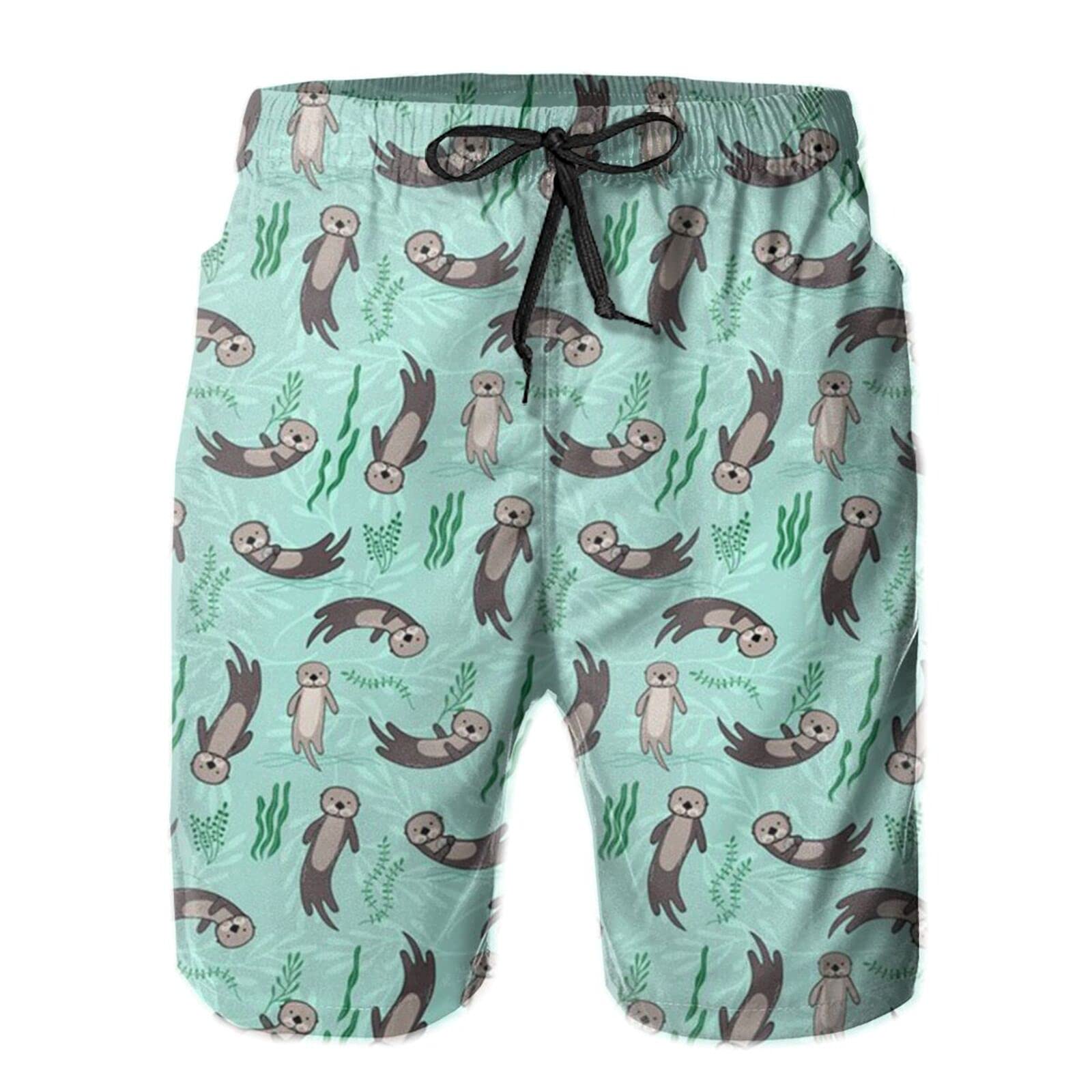 Aeoiba Men's Swim Trunks Quick Dry Beach Board Shorts with Mesh Lining Swimwear Bathing Suits