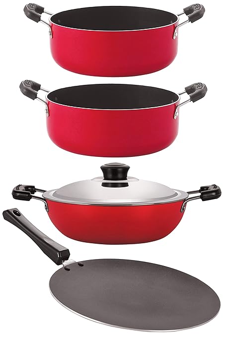 Nirlon Non-Stick 4-Piece Cookware Set (Gas Compatible) (CT11_DKD(B)_CS26_CS24)