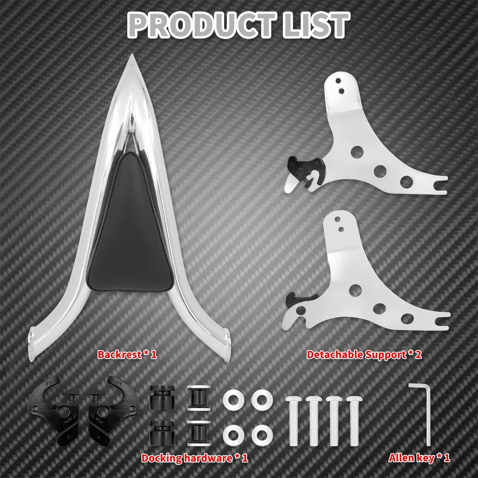 Moto Staccabile Posteriore Passeggero Schienale Sissy Bar Cromato per H&Arley Softail Breakout CVO PRO Street FXSE 2016-2017 Decorazione
