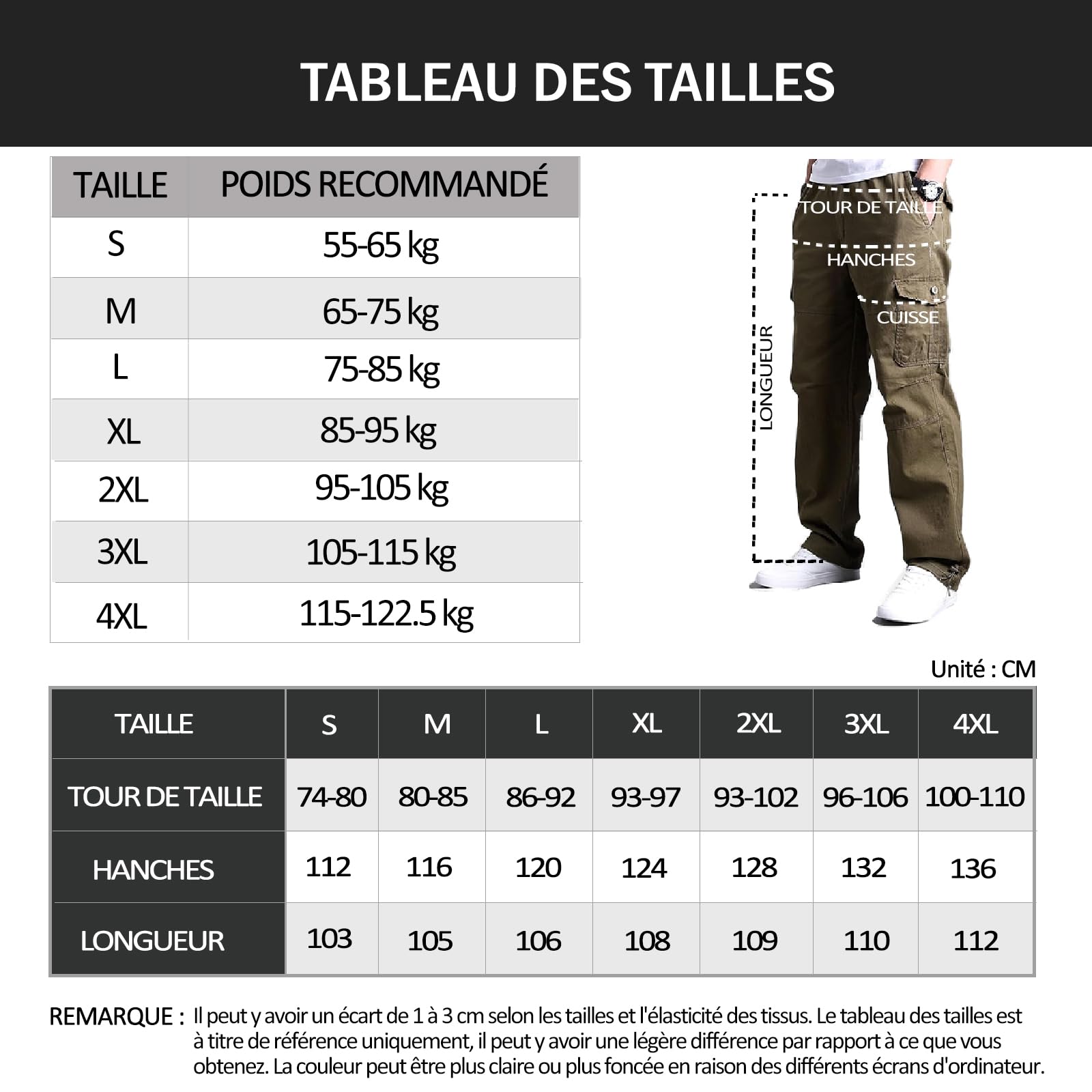 Pantalones cargo de algodón para hombre, pantalones cargo con 7 bolsillos, cintura elástica, pantalones casuales