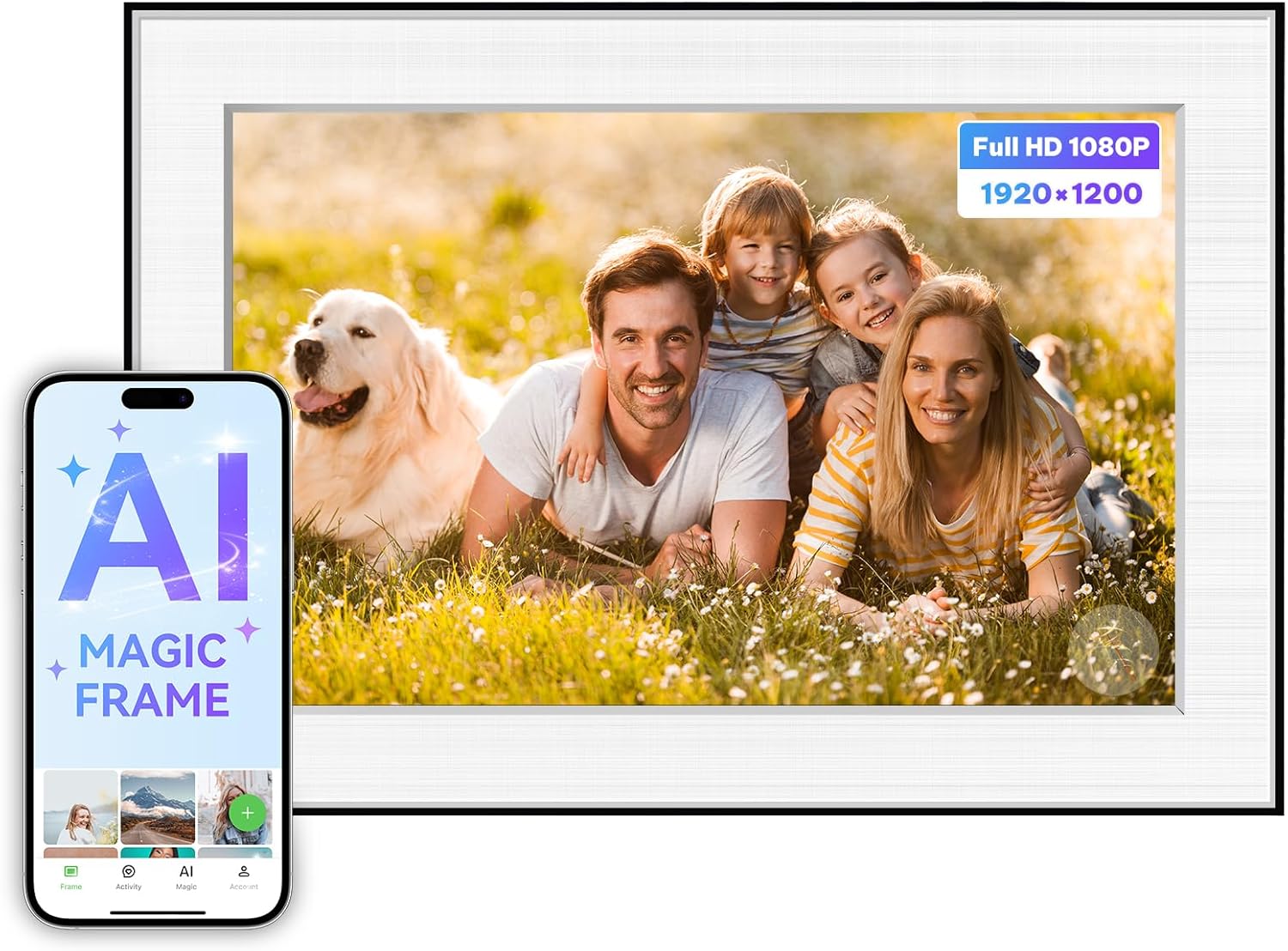 Digital Picture Frame - 10.1" HD Display AI Magic Frame, Touch Screen Digital Photo Frame with Easy Setup, Unlimited Cloud Storage, Gifts for Parents and Grandparents