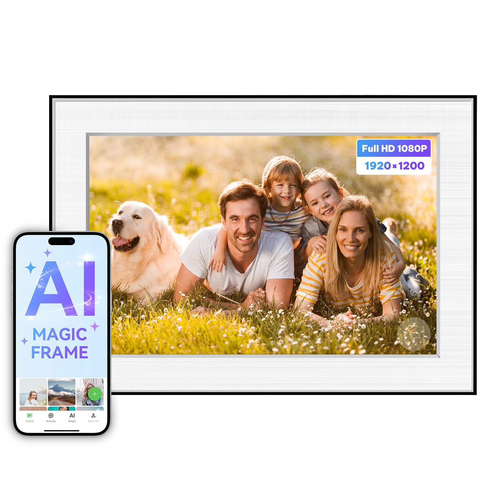 Homture Digital Picture Frame - 10.1" HD Display AI Magic Frame, Touch Screen Digital Photo Frame with Easy Setup, Unlimited Cloud Storage, Gifts for