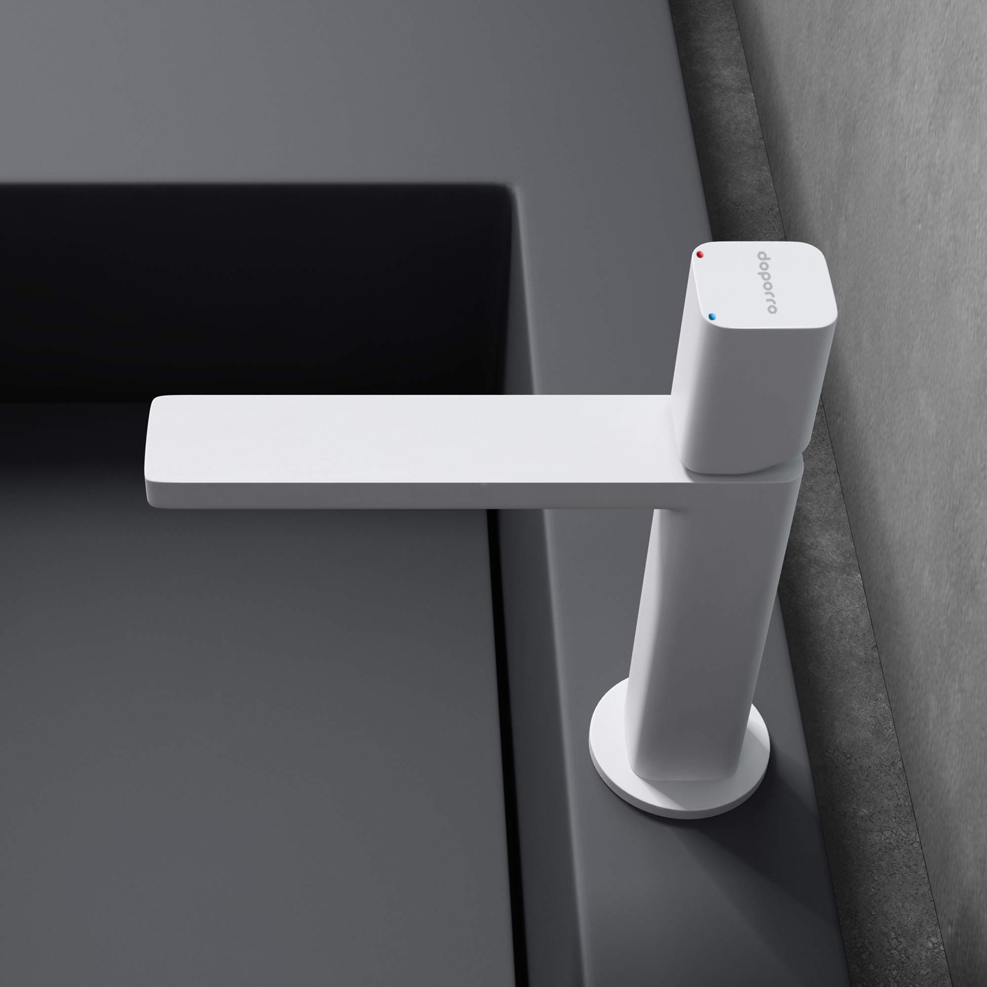 Mai & Mai Waschtischarmatur Weiß 19,6 cm Einhebelmischer aus Messing | Wasserhahn Bad, Waschtisch-Einhebelmischer, eckiges Design, DIN-Anschlüsse WAO-7901