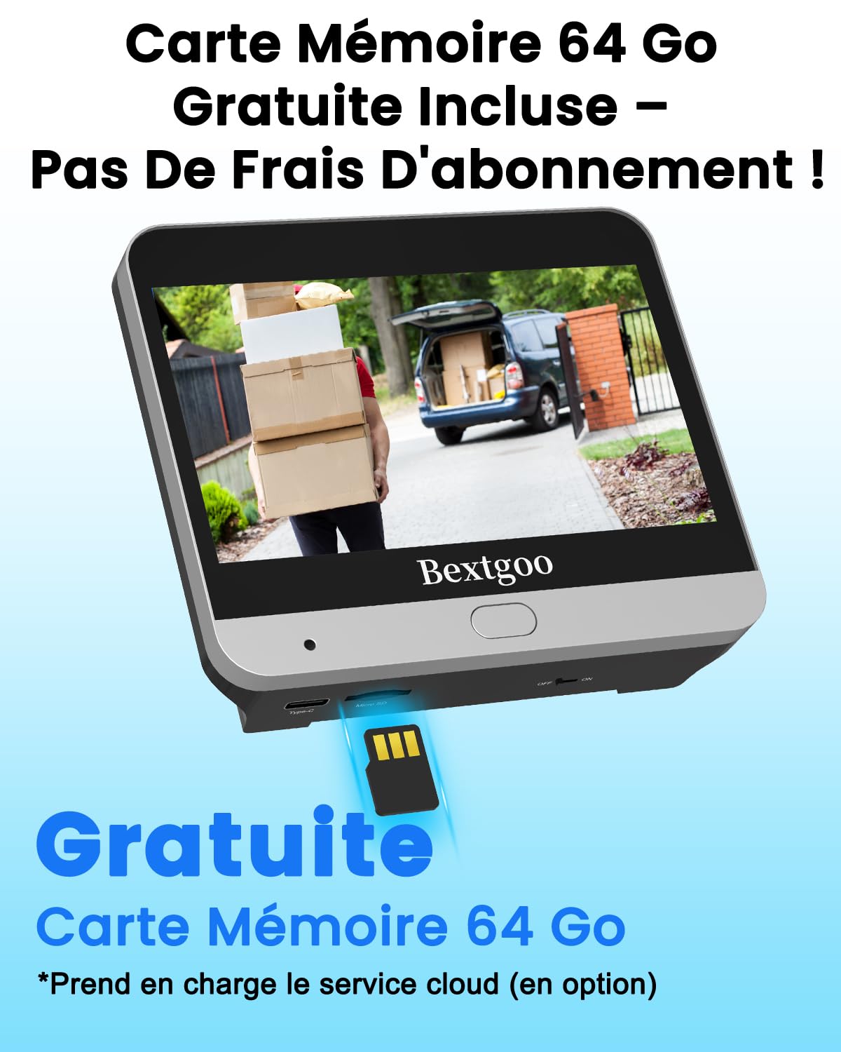 Bextgoo 2K Judas de Porte Camera Surveillance avec Carte 64 Go, Visiophone Connecté Interphone Vidéo, Judas Numerique 4.3’’ Écran avec Batterie 8000mAh, Vision 170°, Détection de Mouvement AI