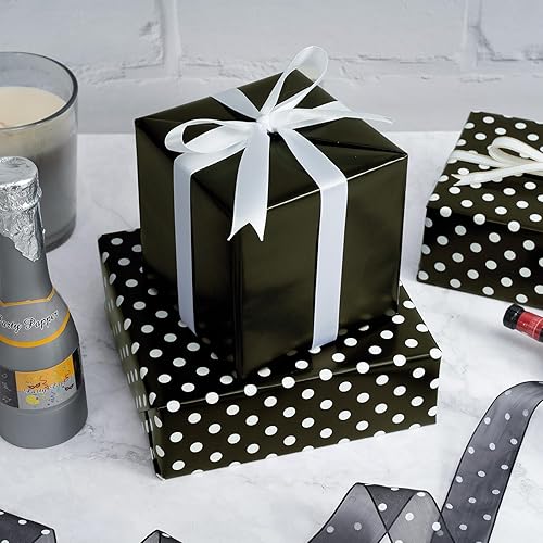 Miniatura 3 de Papel de regalo reversible WRAPAHOLIC, diseño de lunares negro para regalos de cumpleaños, santos, bodas, baby shower. Medidas 30 pulgadas x 33 pies.