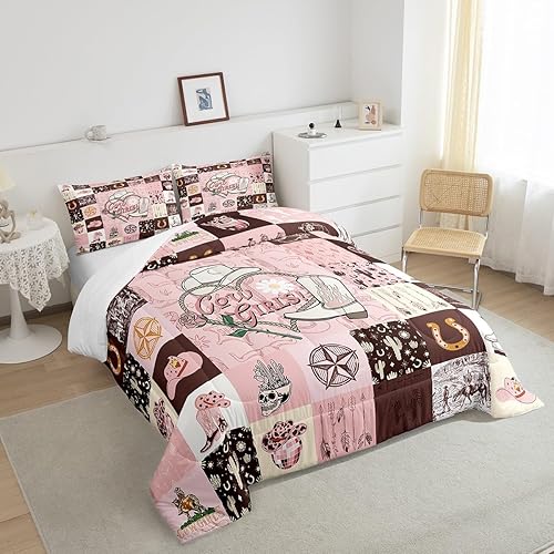 Miniatura 10 de Erosebridal Juego de edredón de vaqueros, ropa de cama individual del salvaje oeste para hombres, mujeres y niños, edredón de plumas de caballo