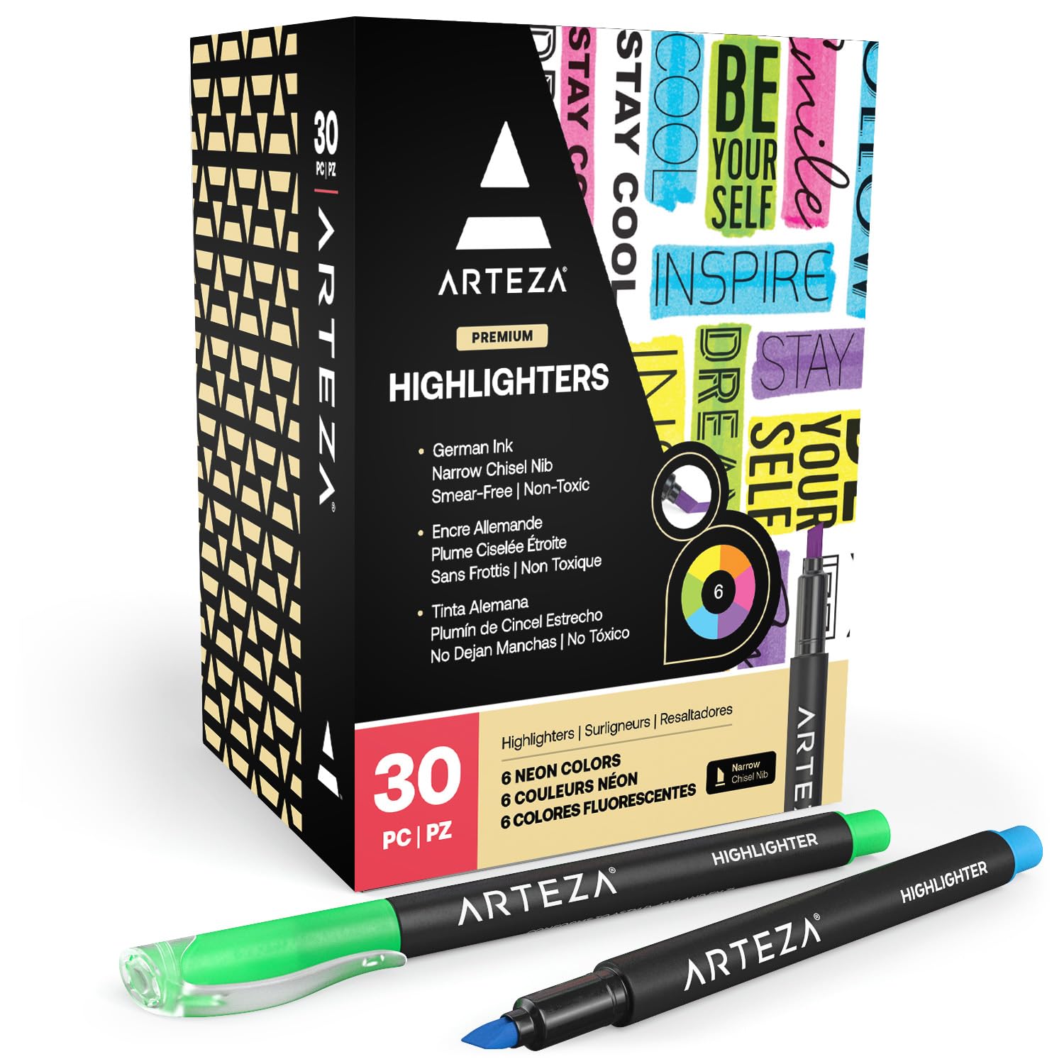 Amazon.com: ARTEZA Highlighters Set of 30, Narrow Chisel Tip, Bulk