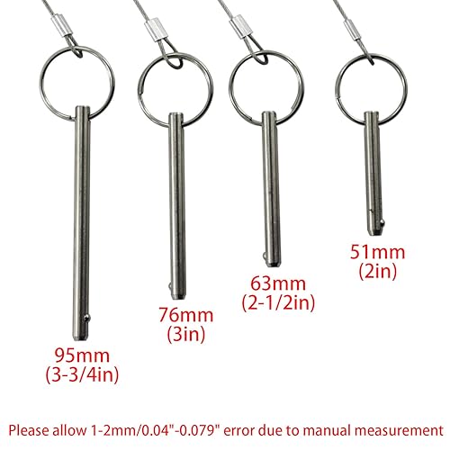 Miniatura 6 de 4 piezas de pasador de liberación rápida de 14 pulgadas de diámetro, longitud utilizable de 1-12 pulgadas (1.496in), longitud total de 2 pulgadas