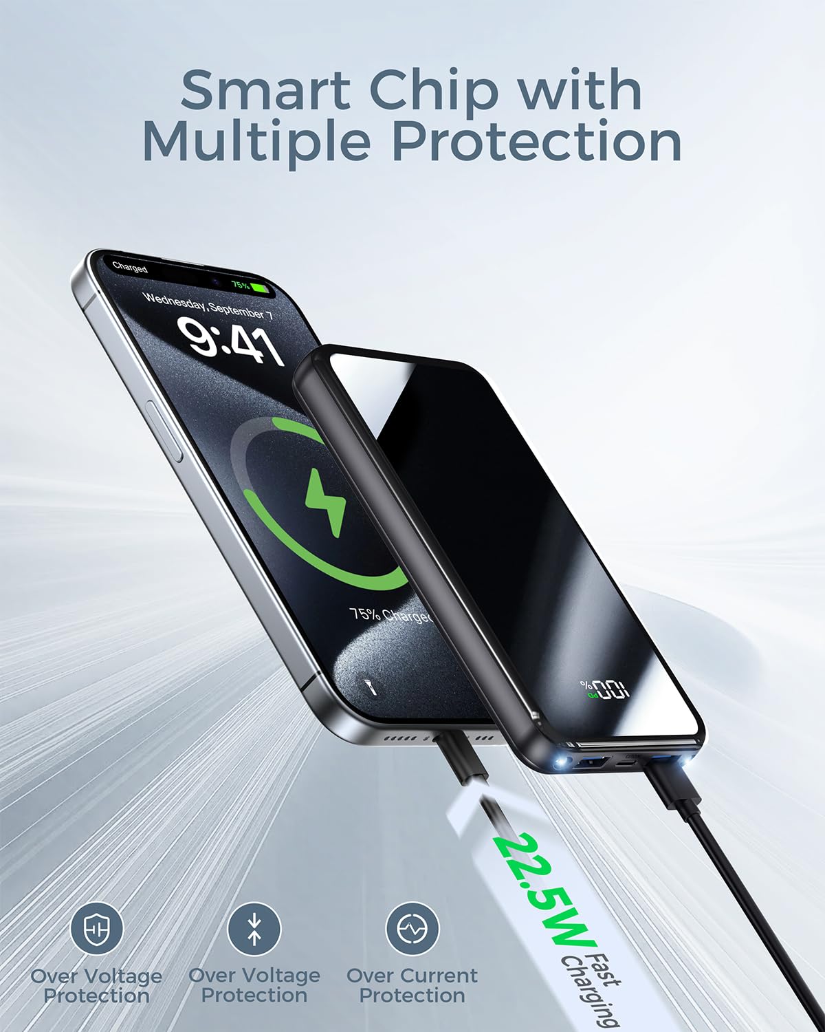 Power Bank, Caricatore Portatile Powerbank 10000 mAh, Ingresso e Uscita USB-C, Ricarica Rapida con Torcia, PD 3.0 QC 4.0, Batteria Cellulare Compatibile con iPhone 16 15 14 13 12 e Galaxy, Xiaomi