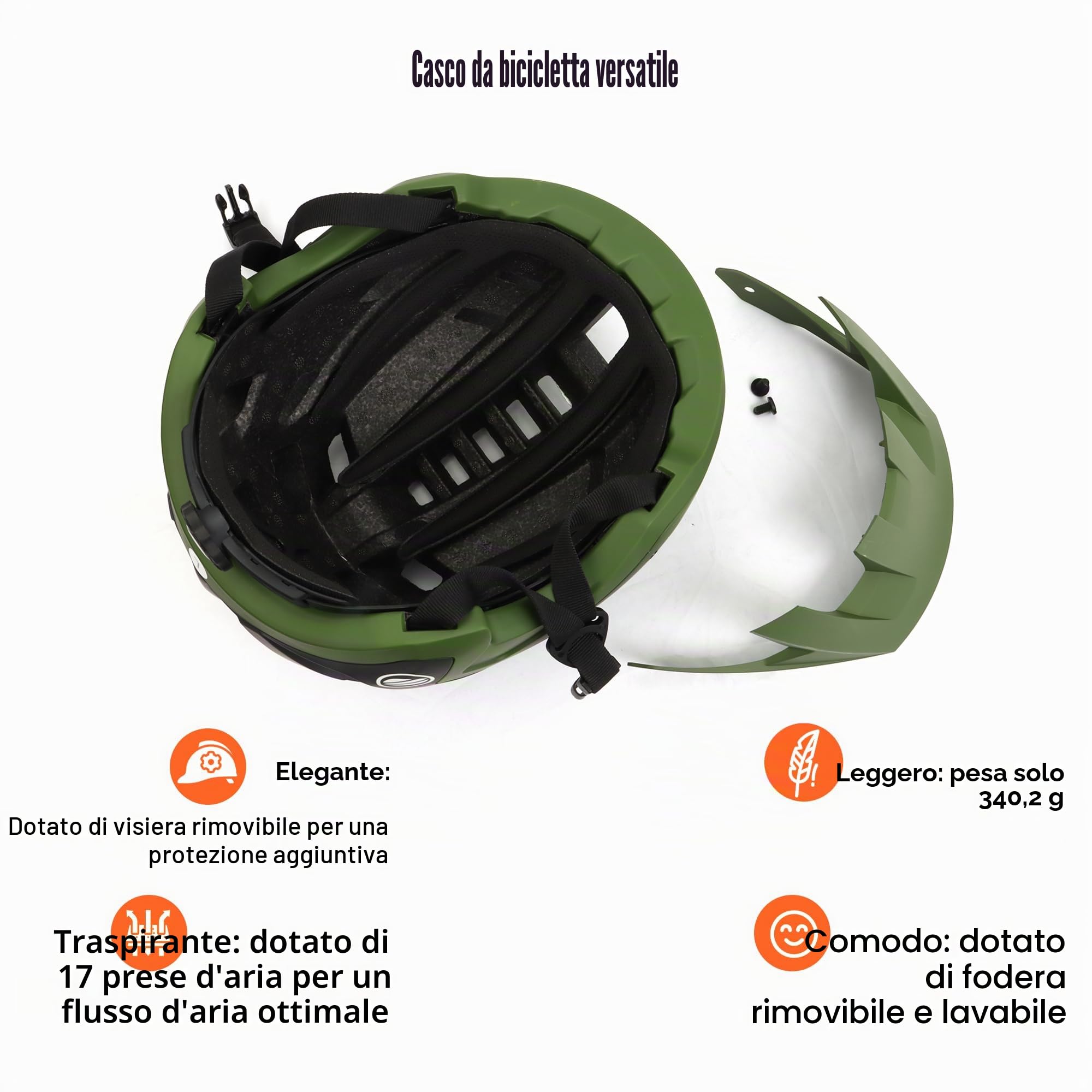 DKONI Casco da mountain bike leggero e traspirante, con visiera, calotta in policarbonato e cinturino regolabile, unisex per adulti