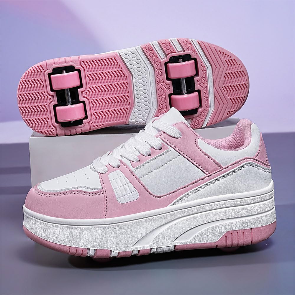 Hiseng Chaussure Roller pour Enfants - Basket à Roulette Garçon Fille - Chaussures Roues pour Adolescents - Extérieur 29-40EU