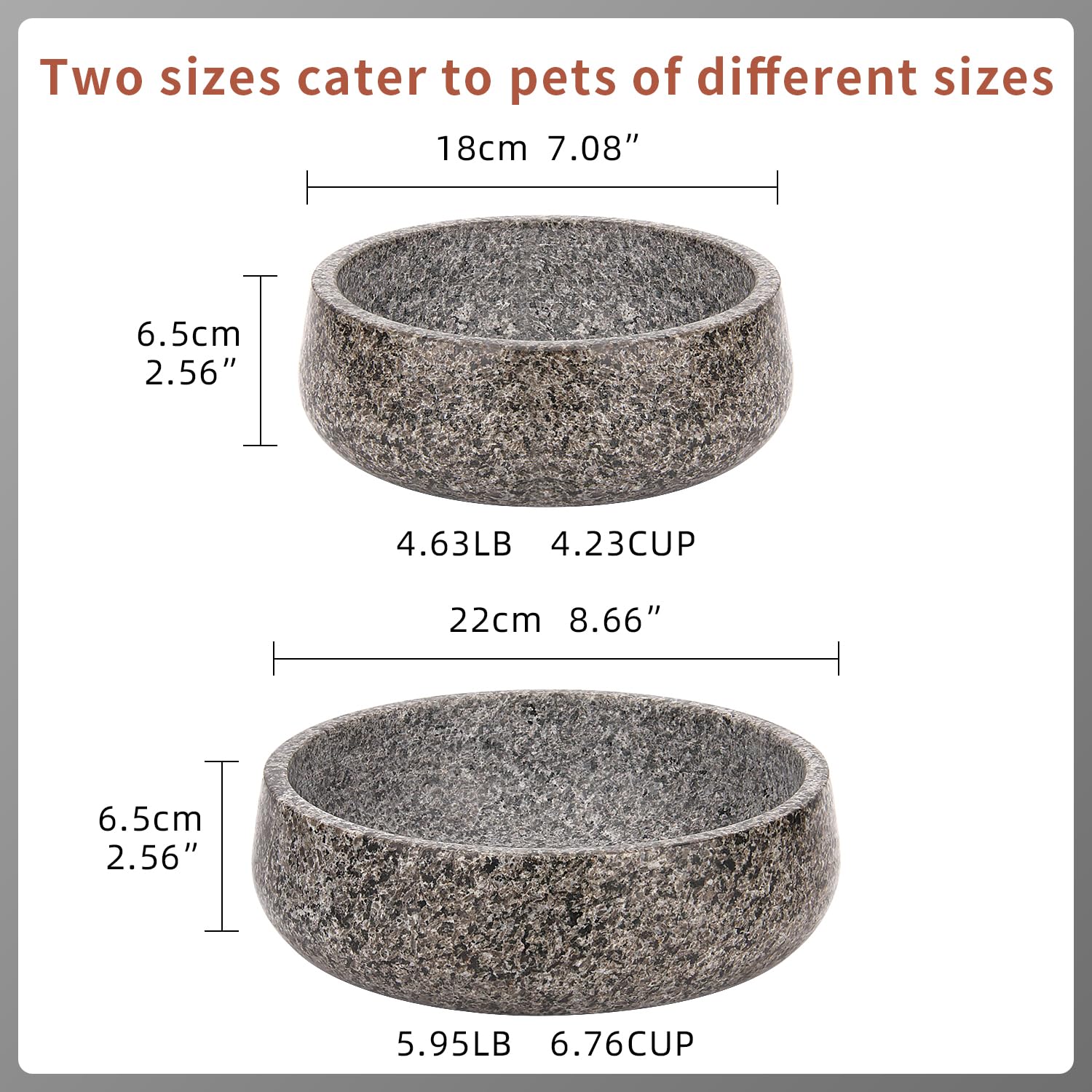 Ciotola per Cani in Granito, Granito, L | Ciotola Naturale Resistente per Animali Domestici, Ciotola Antiscivolo per Cibo e Acqua per Gatti, Ciotola in Pietra