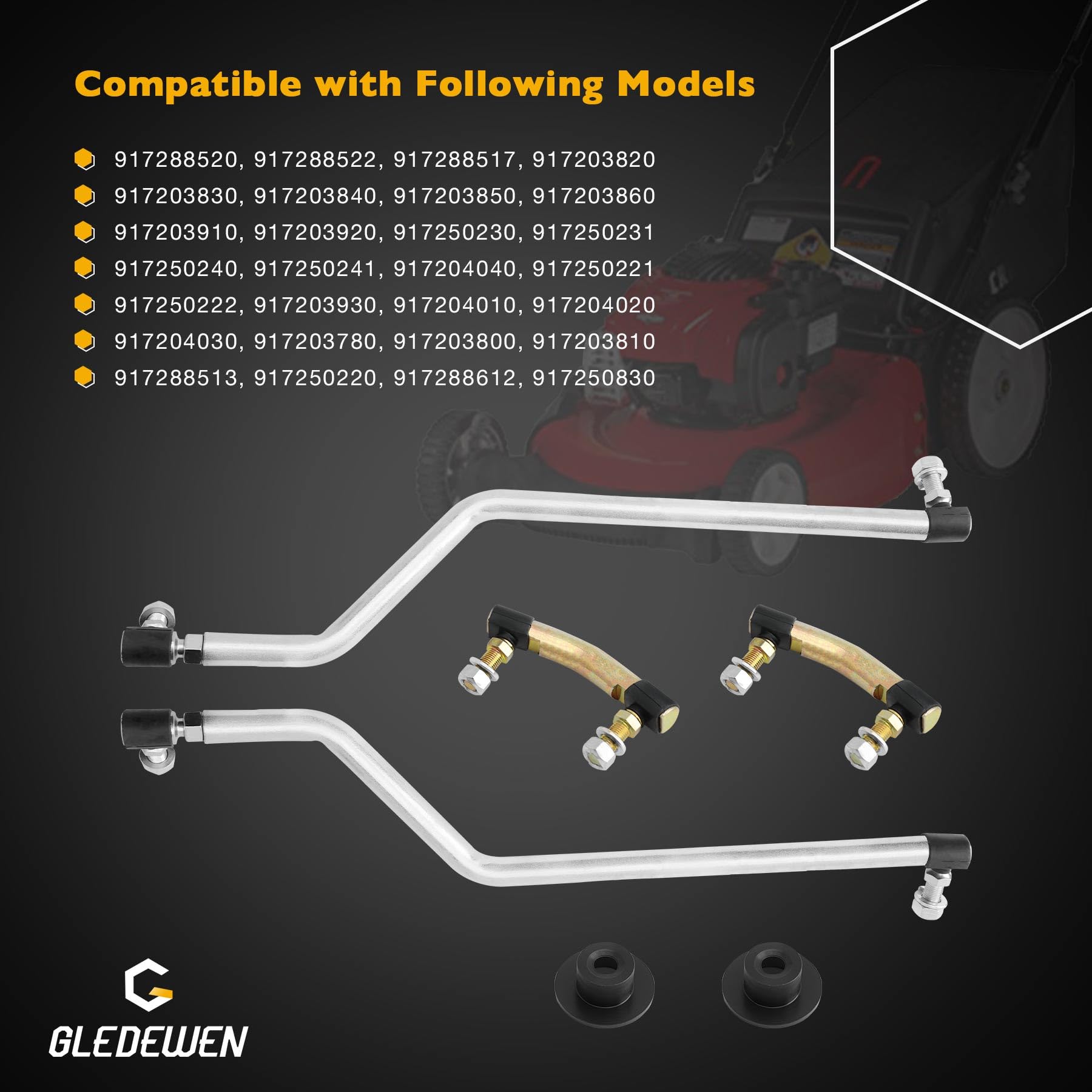 Juego de eslabones de arrastre de dirección ajustables izquierda/derecha con 2 tapas de engranajes de sector, compatible con 436884 436885 y 436887, compatible con Husqvarna Craftsman AYP Poulan Pro