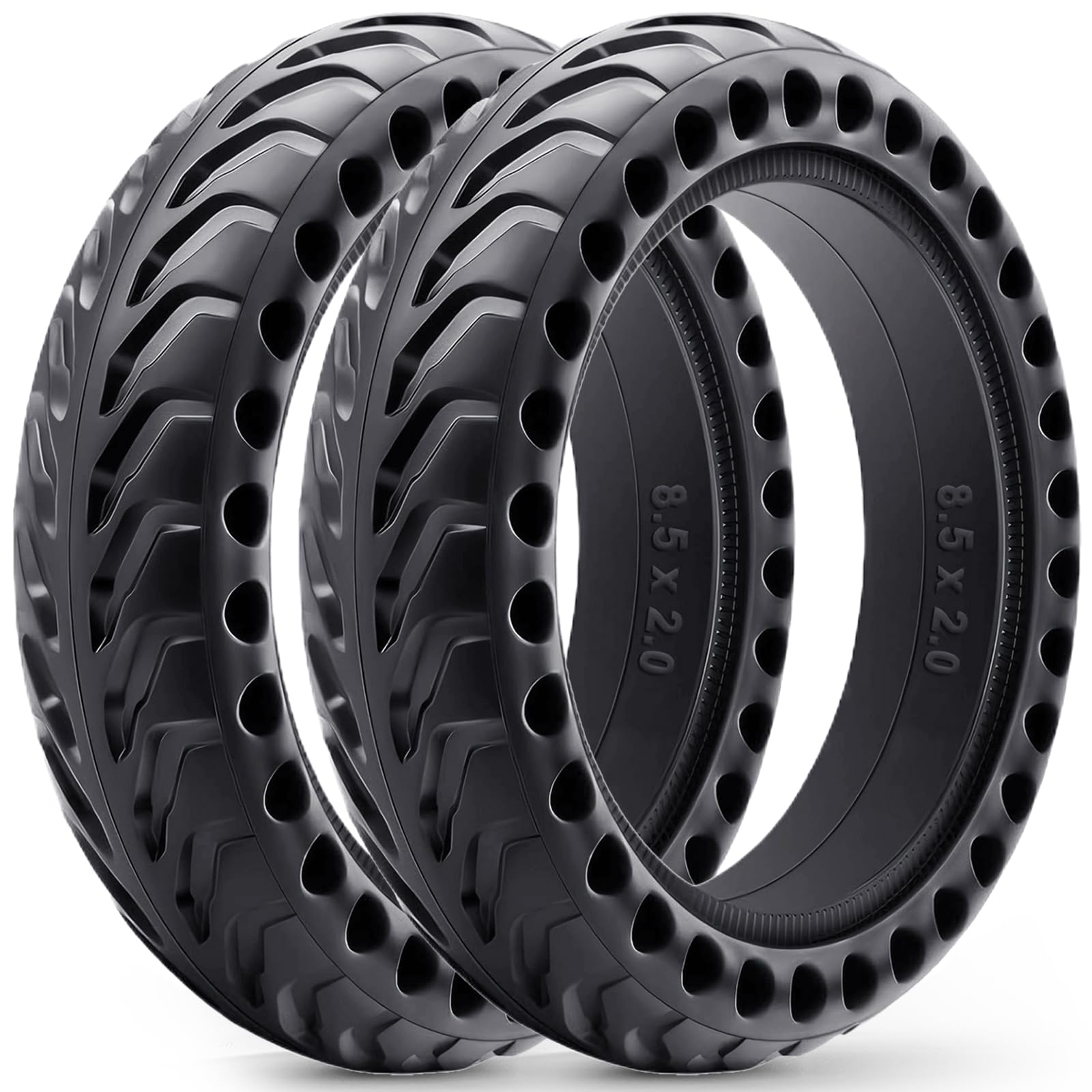 2-Pack 50/75-6.1 Tyre for Electric Scooter, Solid Tubeless Tyres Also Compatible with Size 8.5 x 2.0 and 8 1/2 x 2, Puncture Resistant, Maintenance-Free