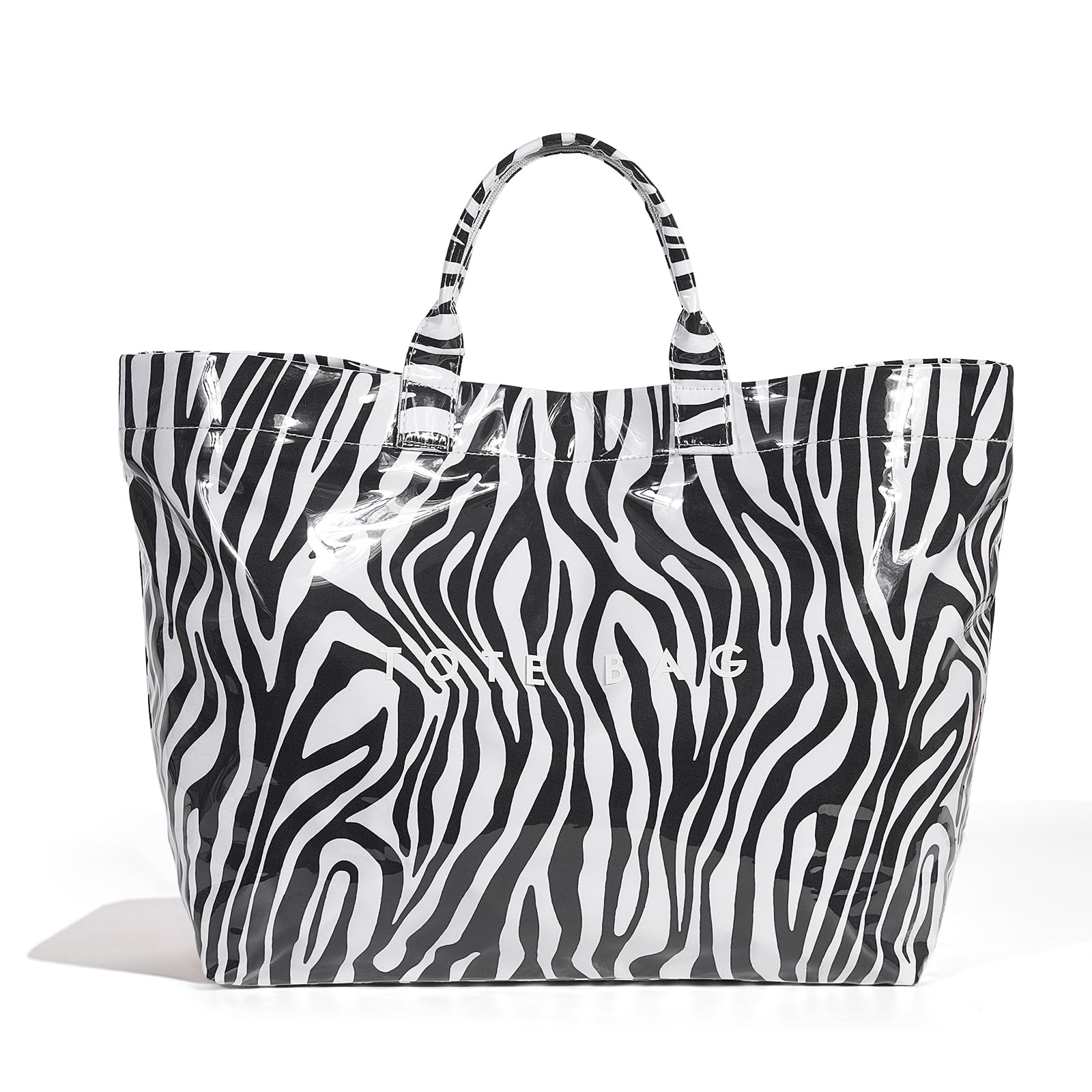 Lushandy PVC Tote Bag for Women Large Plastic Tote Bag for Work Letter Print Hobo bag Kraft Paper Work Handbags Purses