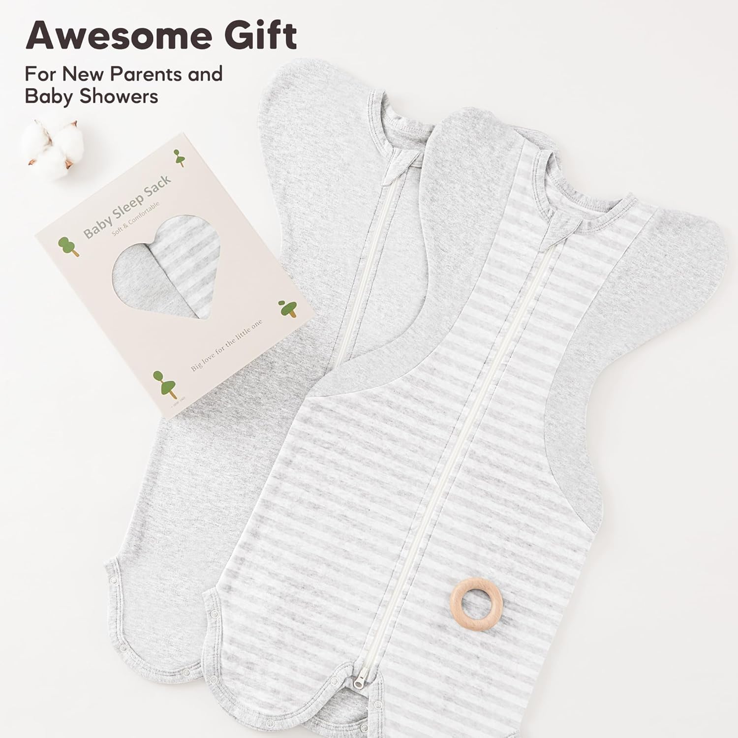 Susurration Baby Sleep Sack, Self-Soothing Swaddle for Newborns, Improves Sleep, Snug Fit Helps Calm Startle Reflex, Newborn Essentials for Baby, 2 Pack, 0-1 Months, 5-8 lb - Image 7