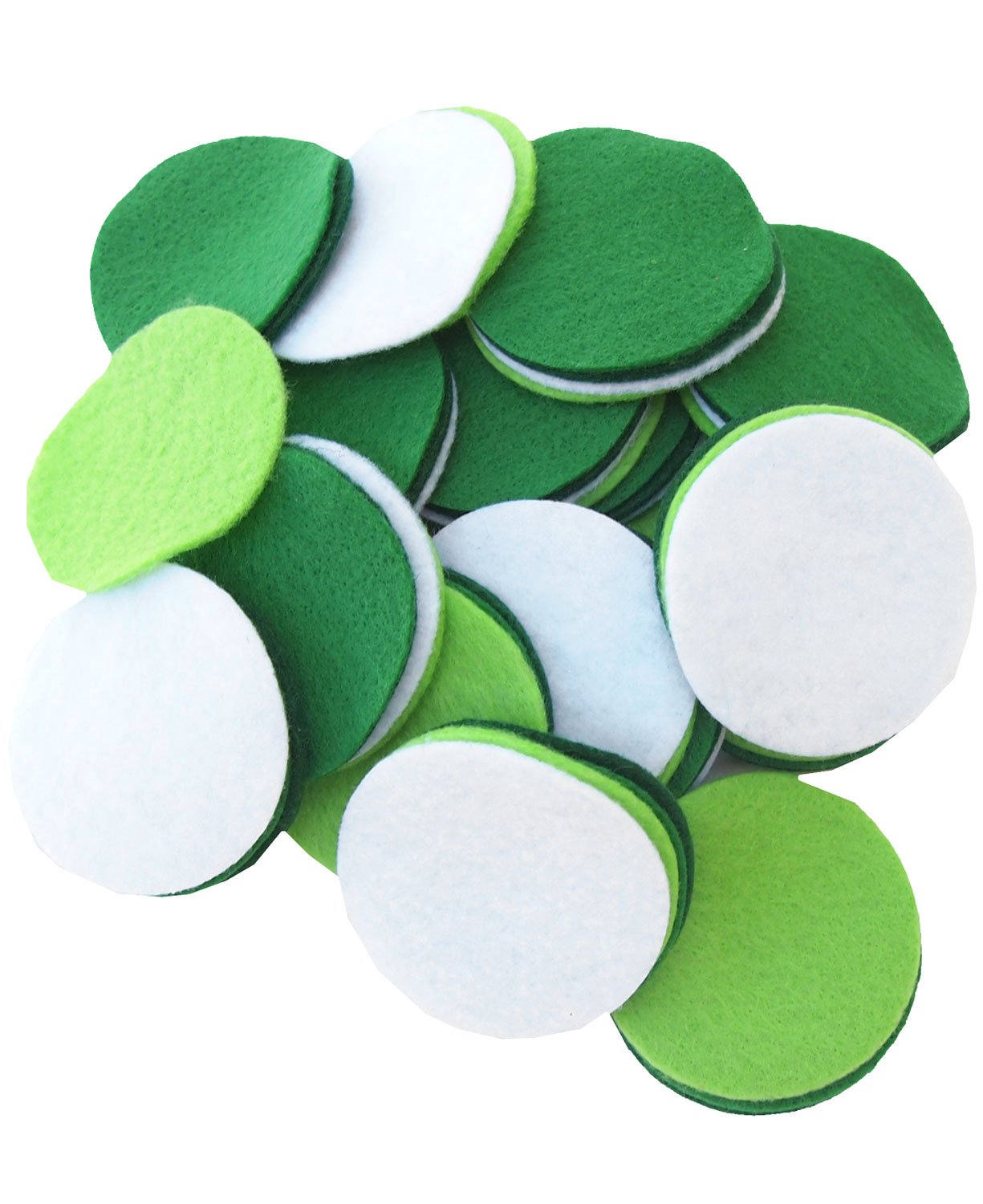 Playfully Ever After Green, Dark Green, Light Green &amp; White Craft Felt Circles (2.5 Inch - 48pc)