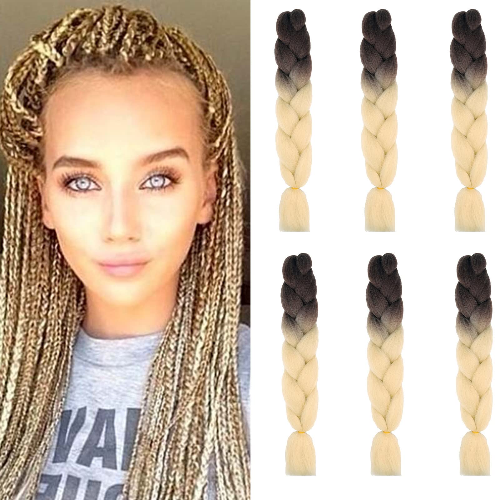 24inch Jumbo Braids Hair Extensions Ombre Braiding Hair Synthetic 3Pieces/lot Crochet Twist High Temperature African Box Braids, Sapphire Blue — view 11