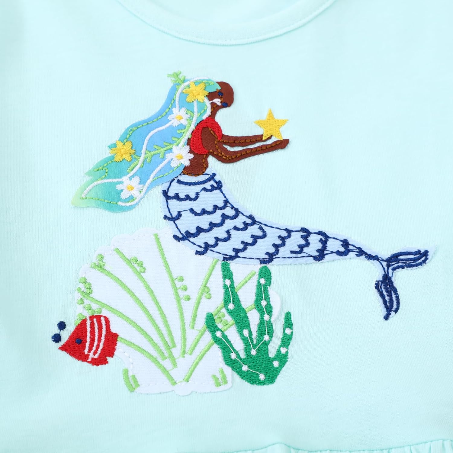 HILEELANG Toddler Girl Short Sleeve Easter Dress Cotton Casual Jersey Shirt Playwear Applique Dress - Image 4