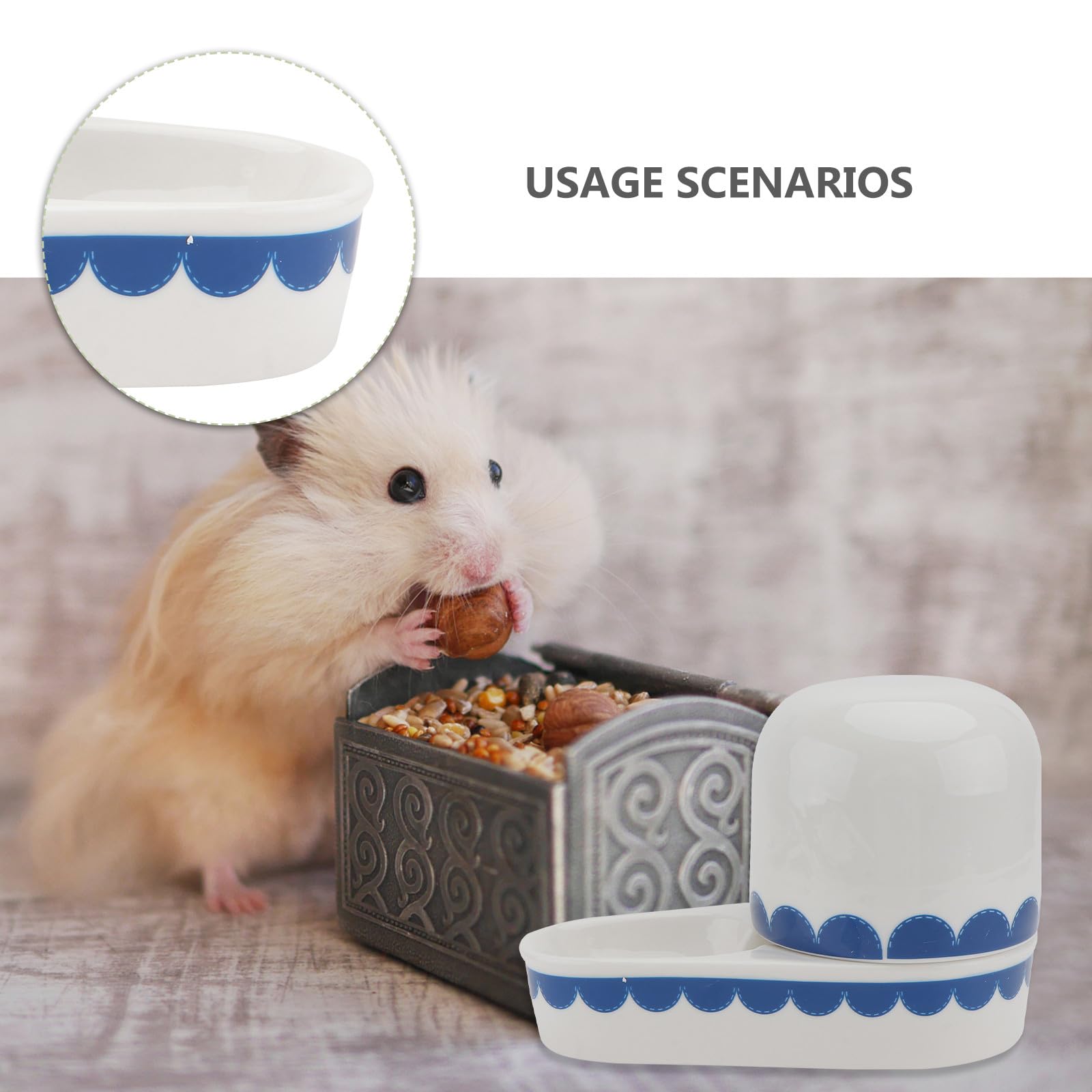 GALPADA Keramik Wasserspender Kaninchen Trinknapf 6.9X4.9X3.5 Zoll mit Schwerem Boden für Hamster Igel und Hasen im Käfig und Stall