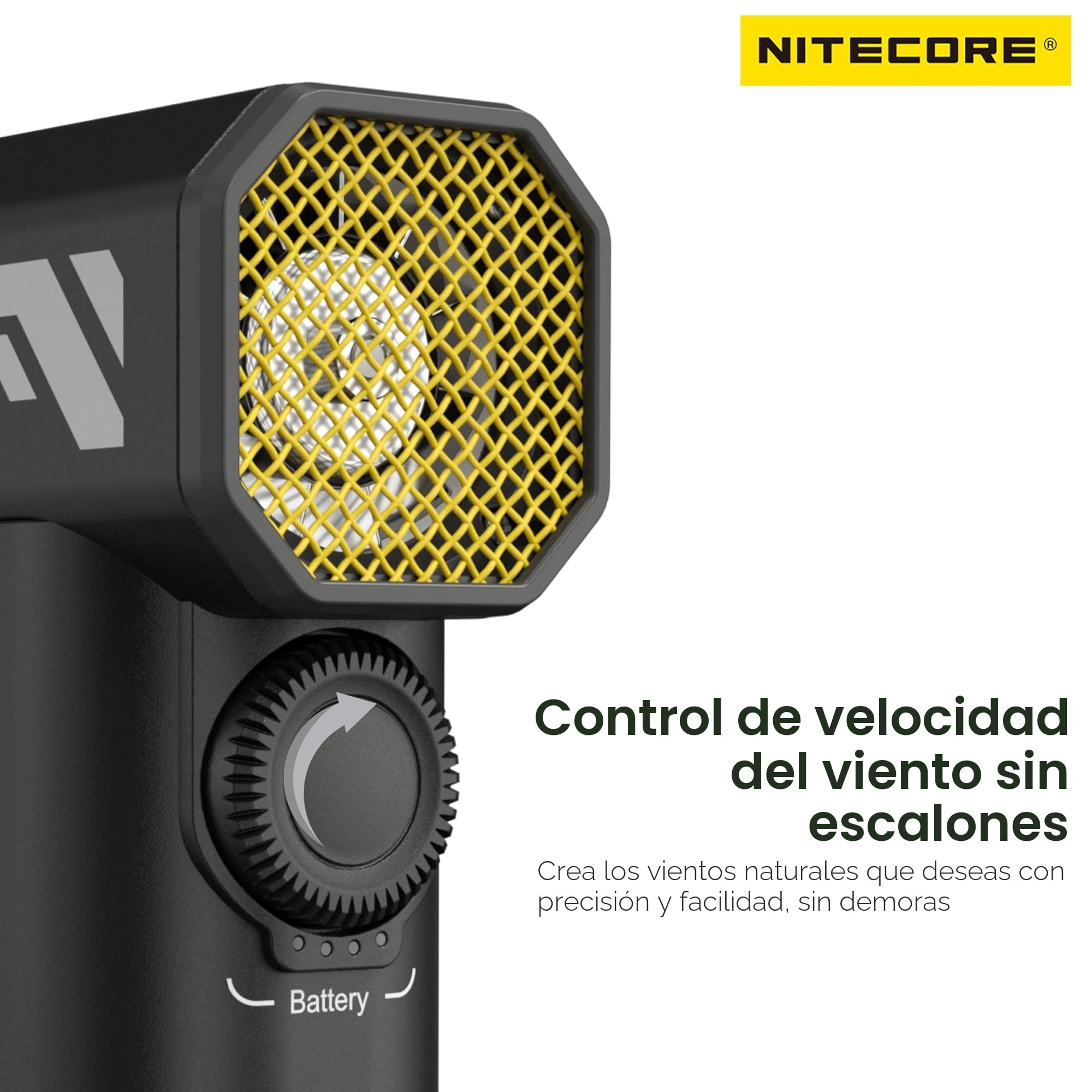 Nitecore CINEWIND CW20 Ventilador de fotografía de bolsillo con boquilla plana, boquilla redonda, estuche de almacenamiento (negro)