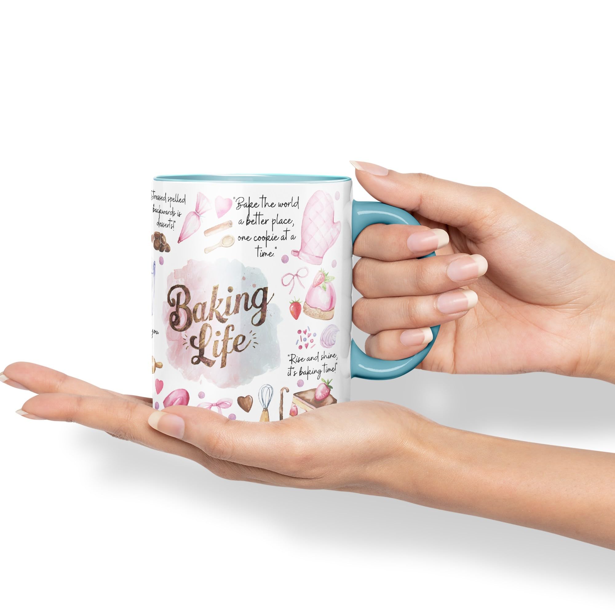 Vixar Baking Life Desserts Bake Joke sarkasm Sarcastic Ceramic Coloured Mug Cup for Tea Coffee Hot Brew 330ml 11Oz Gift (Turquoise) - Image 3