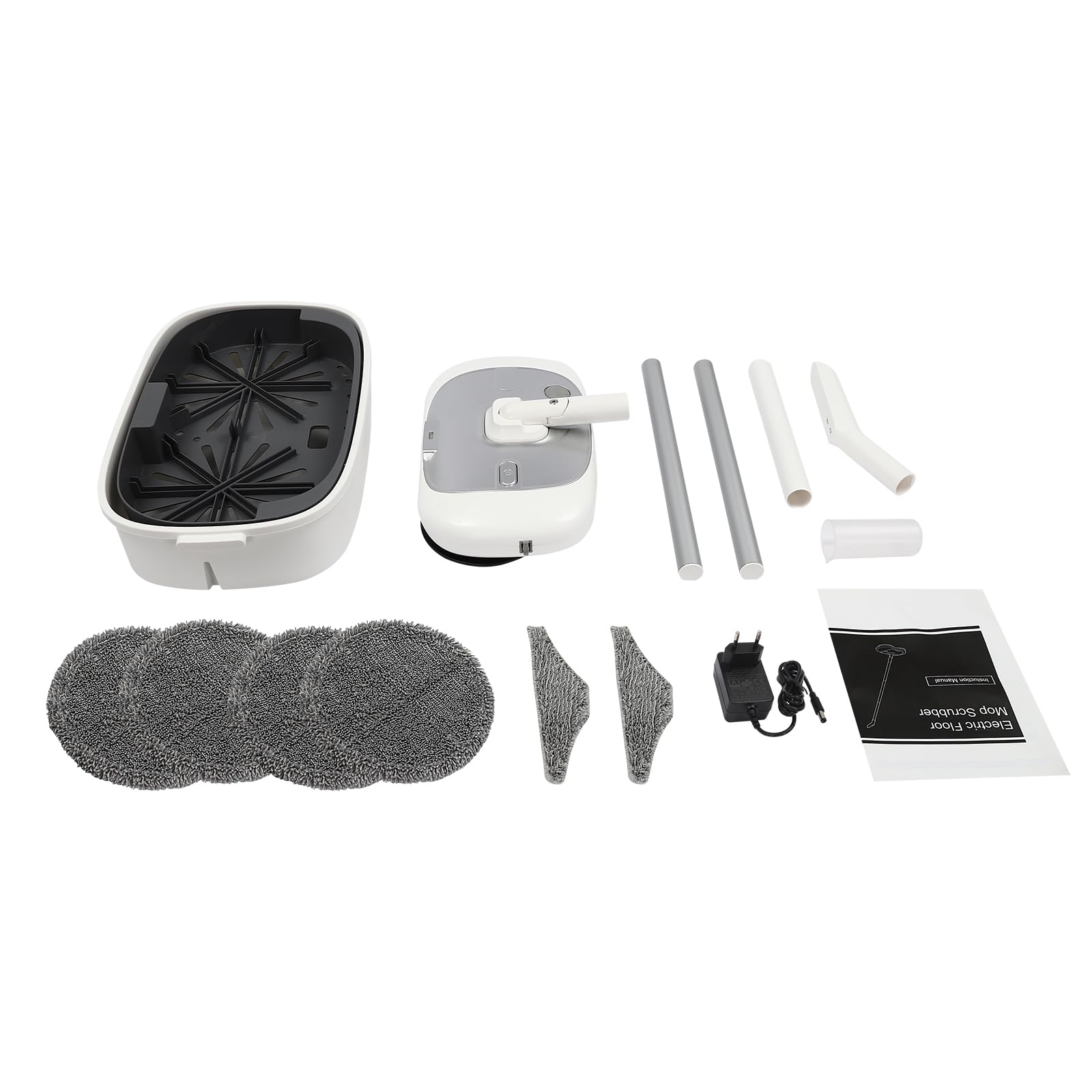 Mopa eléctrica con batería con función de pulverización y LED – Fregona inalámbrica para limpiar/fregar/pulir, ligera y recargable, color plateado