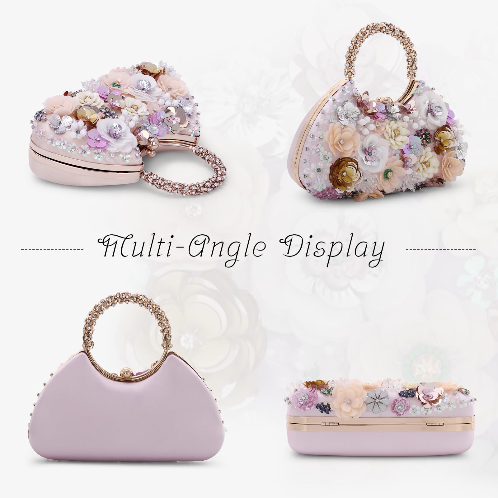 Mujer Bolso con Cuentas Y Flores Noche de Embrague para Fiesta Lady Party