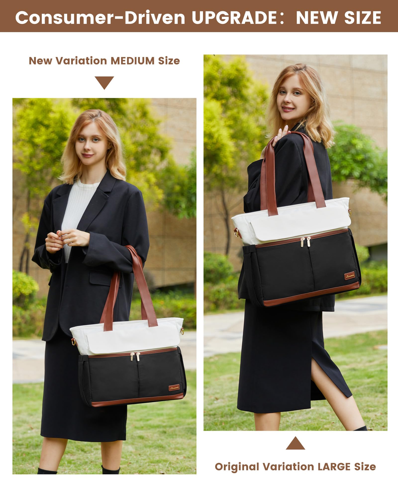 LOVEVOOK Borsa per computer portatile da donna, in tela, grande capacità, con tasche multiple, borsa da lavoro per insegnanti, infermiere, viaggi d'affari