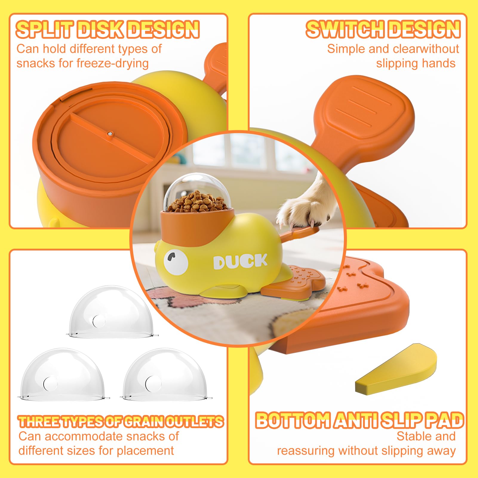 Juguete Interactivo para Perros y Gatos Duck Dog Treat Dispenser Alimentador Lento para Perro Perros Apto para Cualquier Raza Puzzle Perros De Regalo