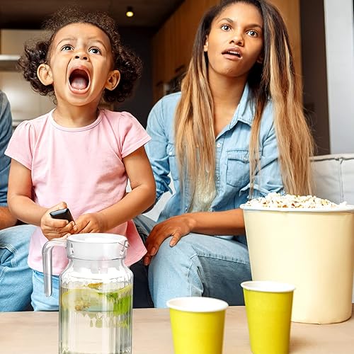 Miniatura 3 de BESPORTBLE Jarra de vidrio con tapa Juego de 2 jarras de agua de vidrio de 20 onzas 20.3 fl oz Jarra transparente para cerveza fría para agua,