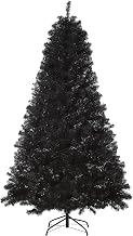 HOMCOM 6ft Artificial Christmas Tree Unlit Douglas Fir with Realistic Branch Tips, Black Halloween Style