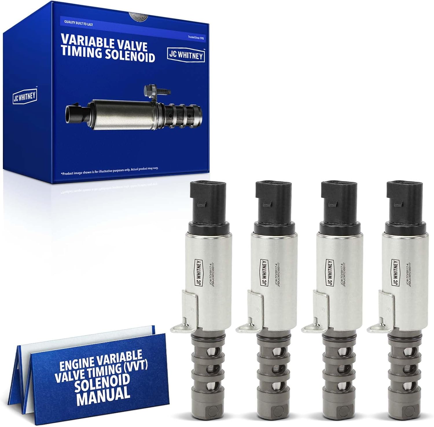 JC Whitney JFBAJCWTCV00117 Set of 4 Engine Variable Valve Timing Solenoids (VVT) - Compatible with Volkswagen Jetta, Golf, Passat, Beetle, Touareg, Rabbit, Audi A4, A4 Quattro - 2.5L 3.2L 4.2L 5.2L