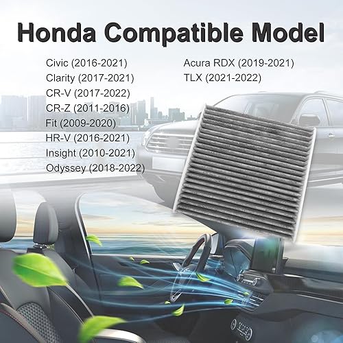 Miniatura 5 de CP182 (CF11182) Reemplazo para filtro de aire de cabina Honda Premium incluye carbón activado, filtro de aire de cabina Fresh Breeze reemplazo para