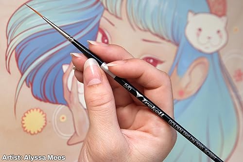 Miniatura 4 de Trekell Golden Taklon - Juego de pinceles de pintura acrílica, pinceles profesionales surtidos para pintura al óleo, acuarela y gouache, asas de