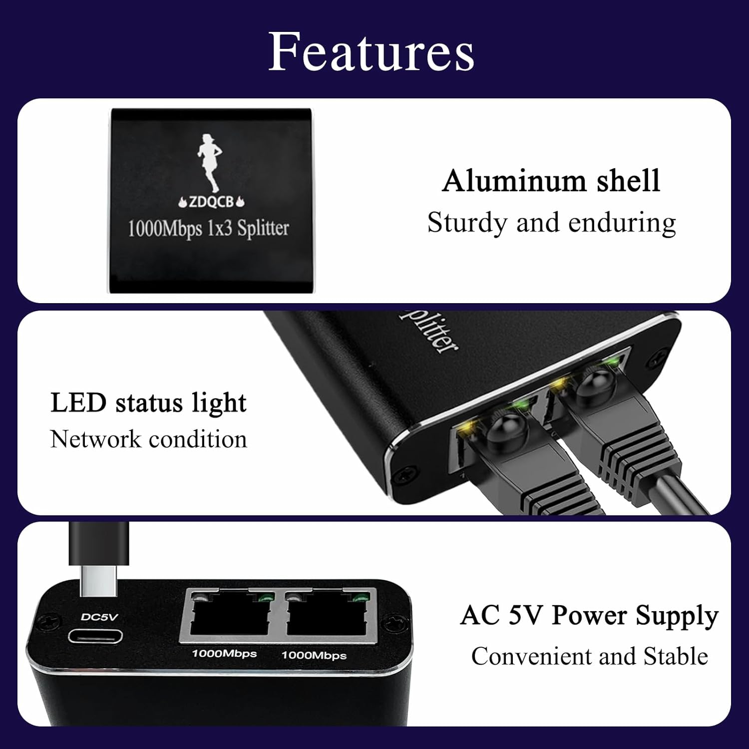 Ankky 1 To 3 Gigabit Ethernet Splitter - Starlink Australia