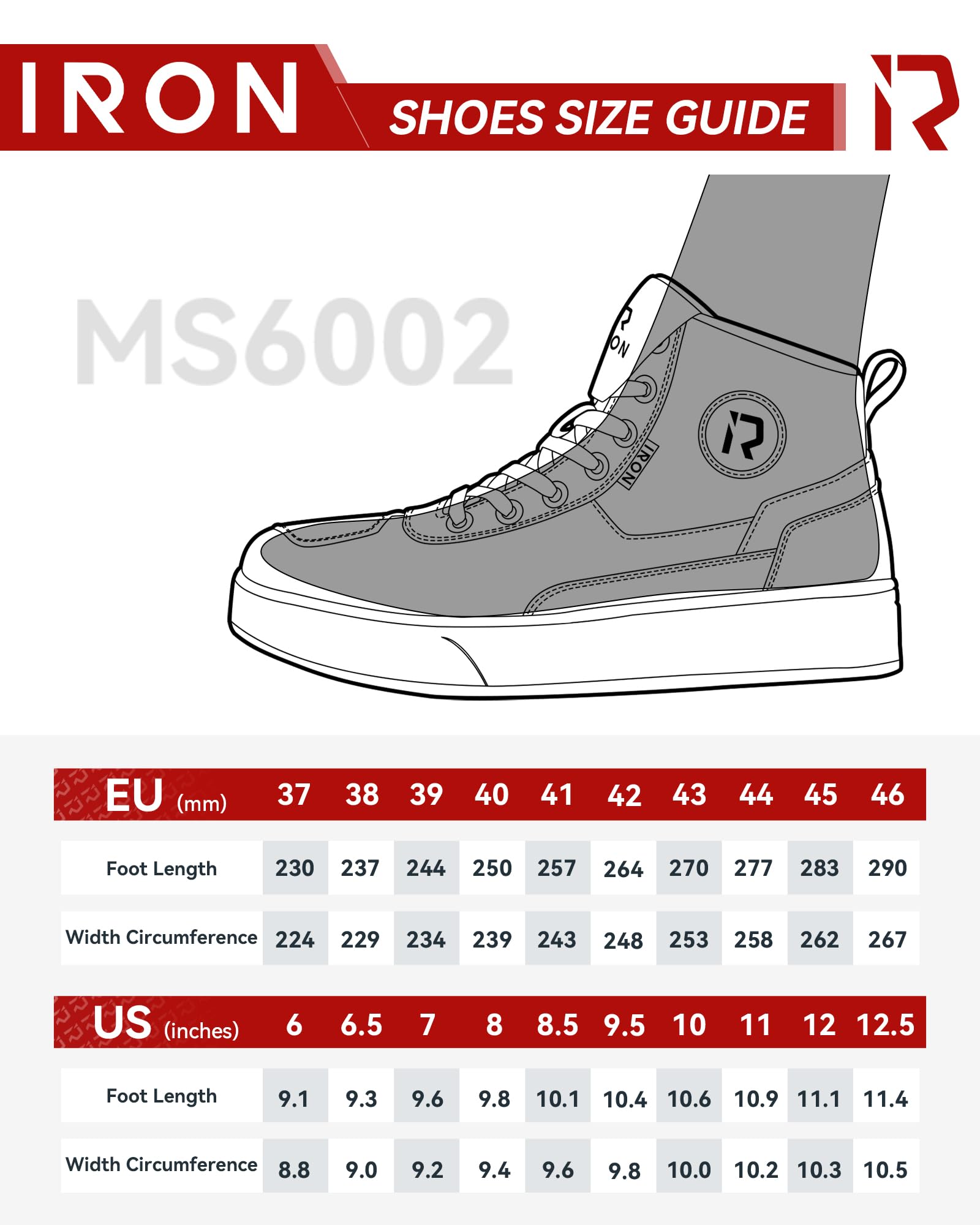 RIDEIRON Motorradschuhe Herren Damen Motorradstiefel CE-geprüft,rutschfeste,verstärkte verdickte Sohle, wasserdicht atmungsaktiv bequem mit seitlichen Reißverschlüssen und Knöchelstütze Schwarz 43