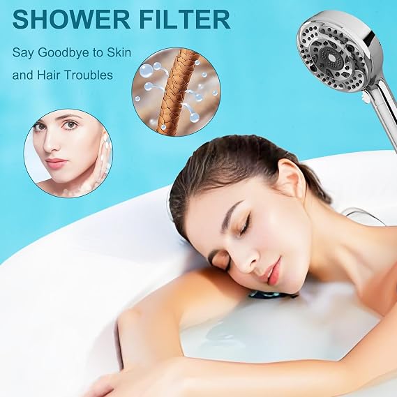 Shower Filter Compatible with AquaHomeGroup Vitamin C + E + A Shower Filter Replacement,for Hard Water - Filters Chlorine -4 Pack
