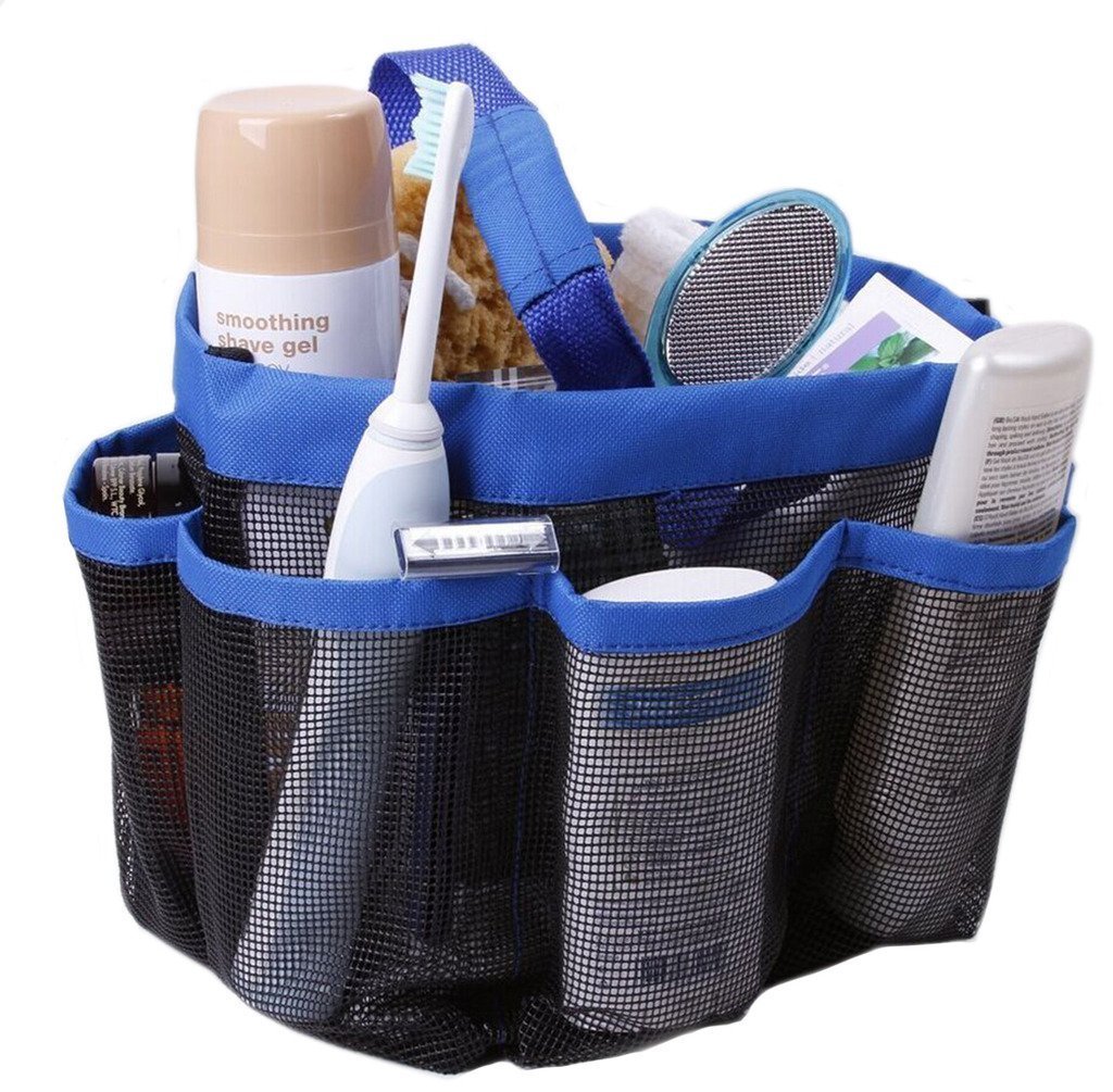 eoocvt Mesh Shower Caddy 8 Pockets Quick Dry Hanging Toiletry Tote Bag for Bathroom Shower Organizer Accessories Blue