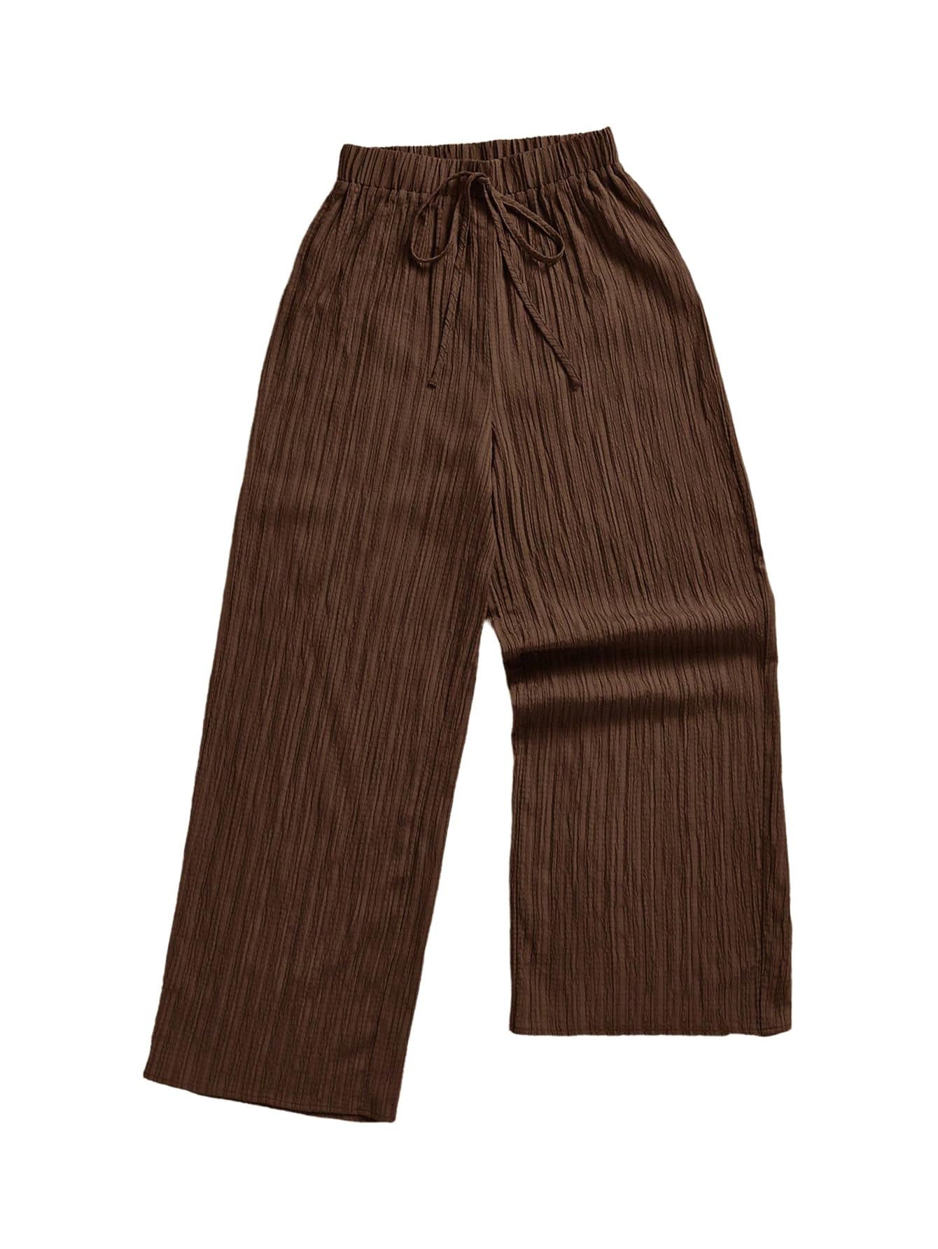 SOLY HUX Womens Wide Leg Baggy Pants Tie Front Elastic High Waisted Casual Long Trousers Pants