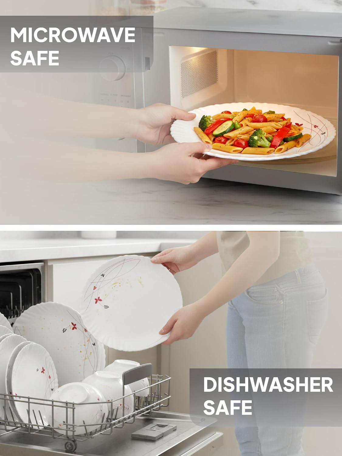 Cello Lush Fiesta Opalware Dinner Set, 18-Pieces, White