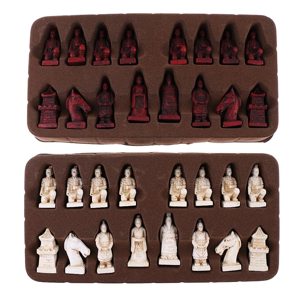 Juego De Ajedrez Chino Plegable Resina | plegable, piezas refinadas, color marrón rojizo, resistencia