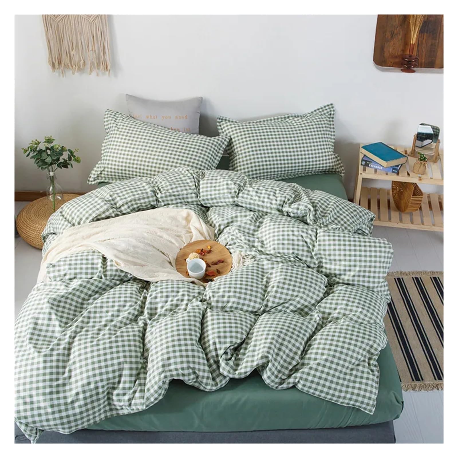 Set copripiumino 220 x 240 cm, 4 pezzi, copripiumino 150 x 200 cm, coperta, lenzuolo, letto matrimoniale queen size, letto di lusso in una borsa (blu, 180 x 200 cm)