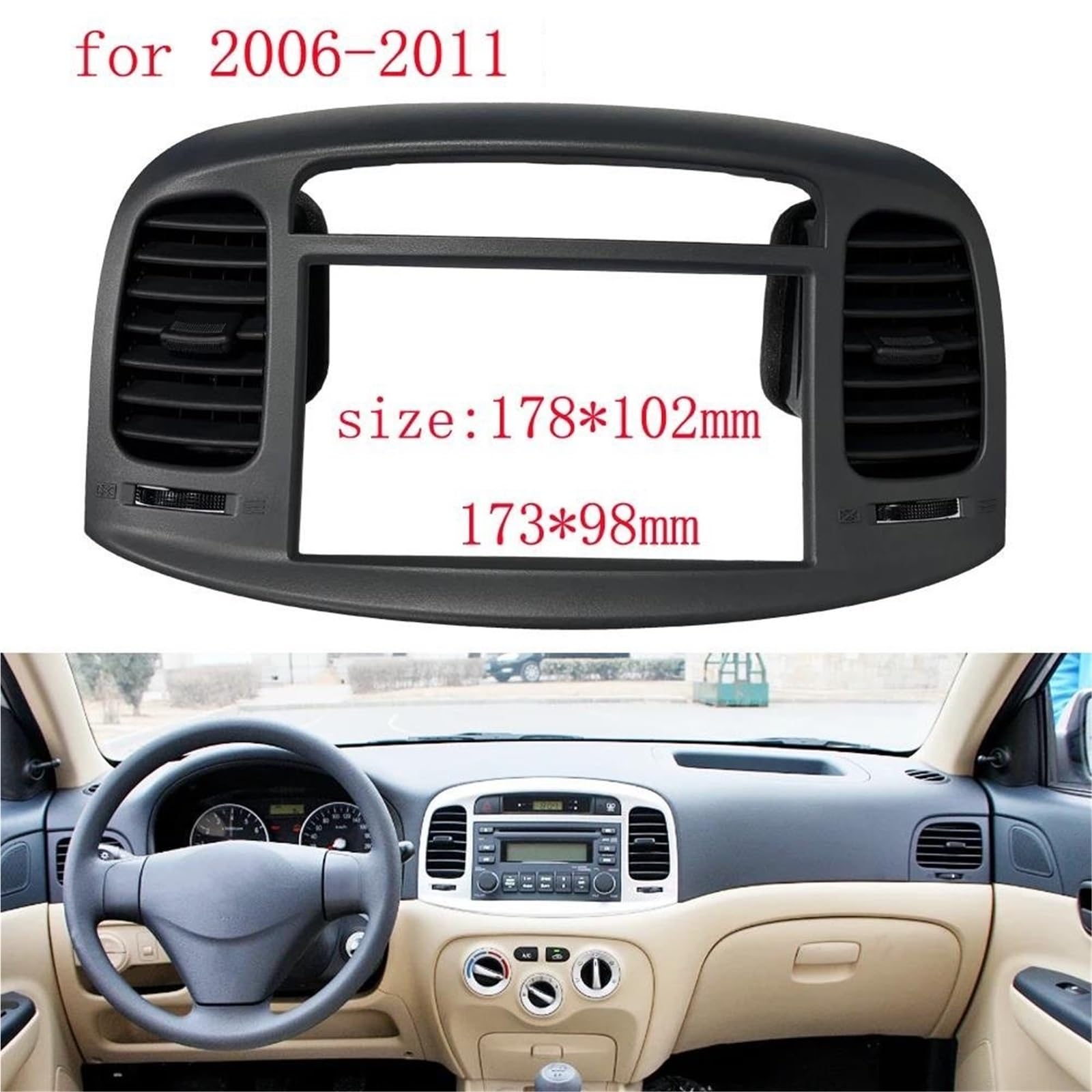 Générique Cadre de façade d'autoradio 847401E500XM Pièces D'assemblage De Sortie d'air Tableau Bord Voiture Accessoires pour Hyundai pour Accent 2006-2011 Panneau D’autoradio | Air outlet